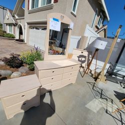 Bedroom Set, Bed Frame, Dresser, And Night Stand