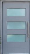 Modern Gray Exterior Door with Glass Panels and windows