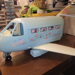 Vintage Mattel Barbie Doll Blue Jumbo Jet Airplane Plane 1999
