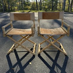 Pair of McGuire Bamboo & Raw Hide Director's Chairs