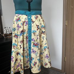 Yellow And Blue Butterfly Skirt