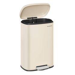 13 Gallon (50 L) Trash Can, Stainless Steel Kitchen Garbage Can, Recycling or Waste Bin, Soft Close, Step-On Pedal, Removable Inner Bucket, Sand Beige