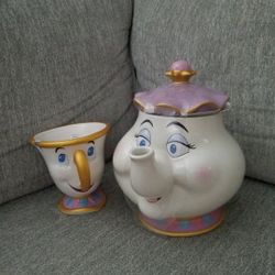 New With Tags Disney Collection  Beauty & The Beast Ceramic Set Of  Mrs. Potts Tepot  & Chip Mug