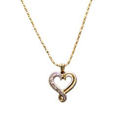 Gold Sterling Silver Heart Pendant Necklace 