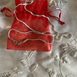 Silver Chain Necklace & Bracelet Shine And Beautiful Great For Valentine’s Day  Gift , $19
