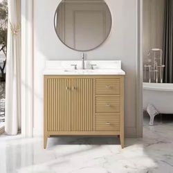 Vanity Art Laval 36” Natural Oak Bathroom Vanity with Quartz Top | Delivery Available