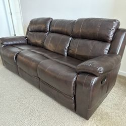 Leather Reclining Couch In Excellent Condition 499$