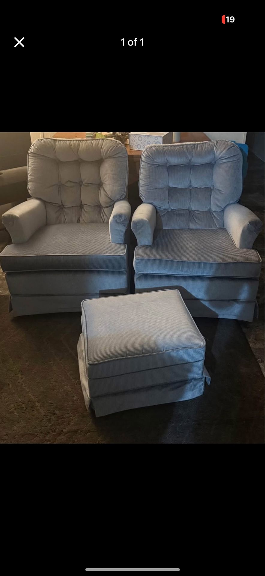 Light Blue Chairs With Ottoman