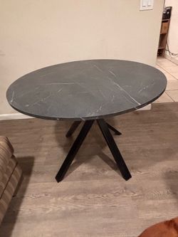 Round Black Marbel Effect IKEA table