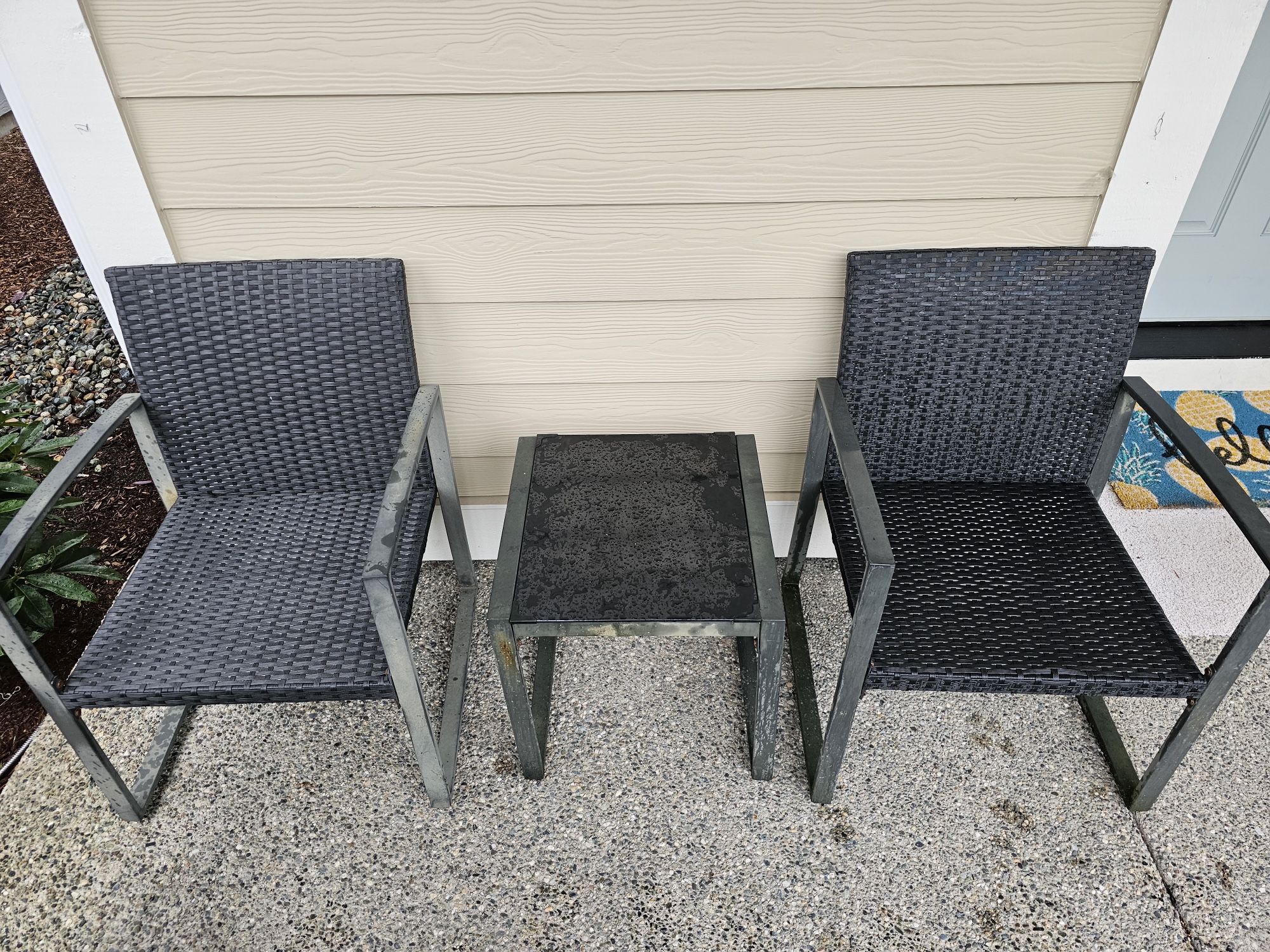 3 Pieces Patio Set Outdoor Wicker Furniture Modern Bistro Rattan Chair Conversation Sets with Coffe
