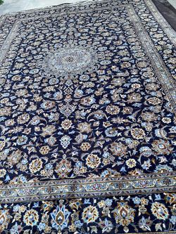 Large 10’ x 14’ Persian-Style Oriental Rug – Beautiful Navy Floral