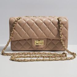 Trendy Beige Quilted Fashion Crossbody Handbag For Women, Evening Bag, Bag For Weddings