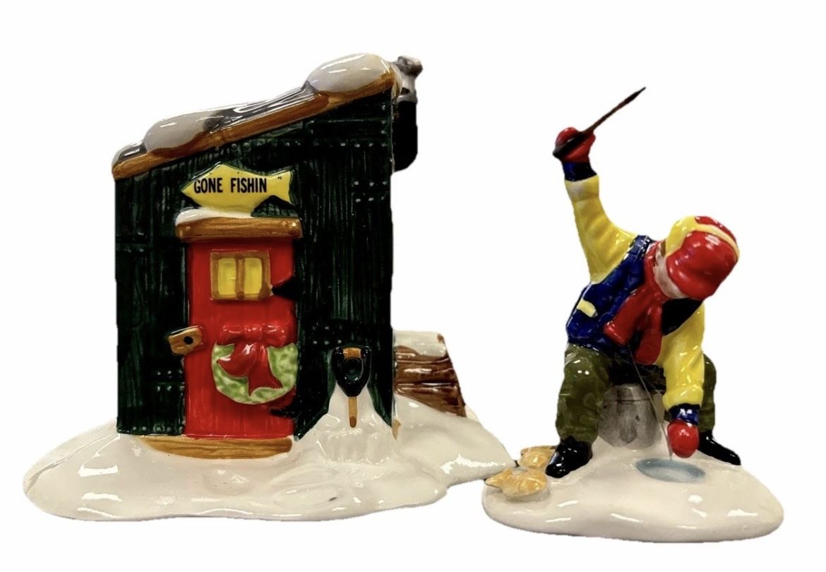Dept 56 Original Snow Village 2 Pc Set “Fresh Frozen Fish” #5163-2  Retired Box