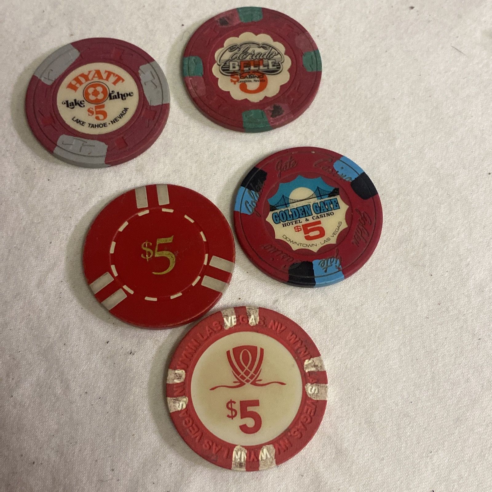 Vintage Casino Chips LOT OF 5