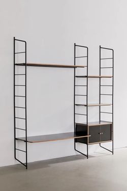 Black adjustable storage system wall mounted