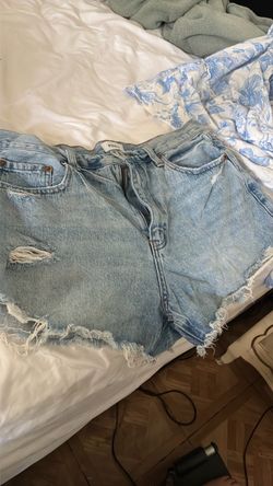 Light Wash Distressed Denim Shorts