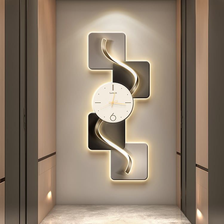 39.4" Large Silent Wall Clock Light Modern Abstract Geometric Decor Art Living Room $60