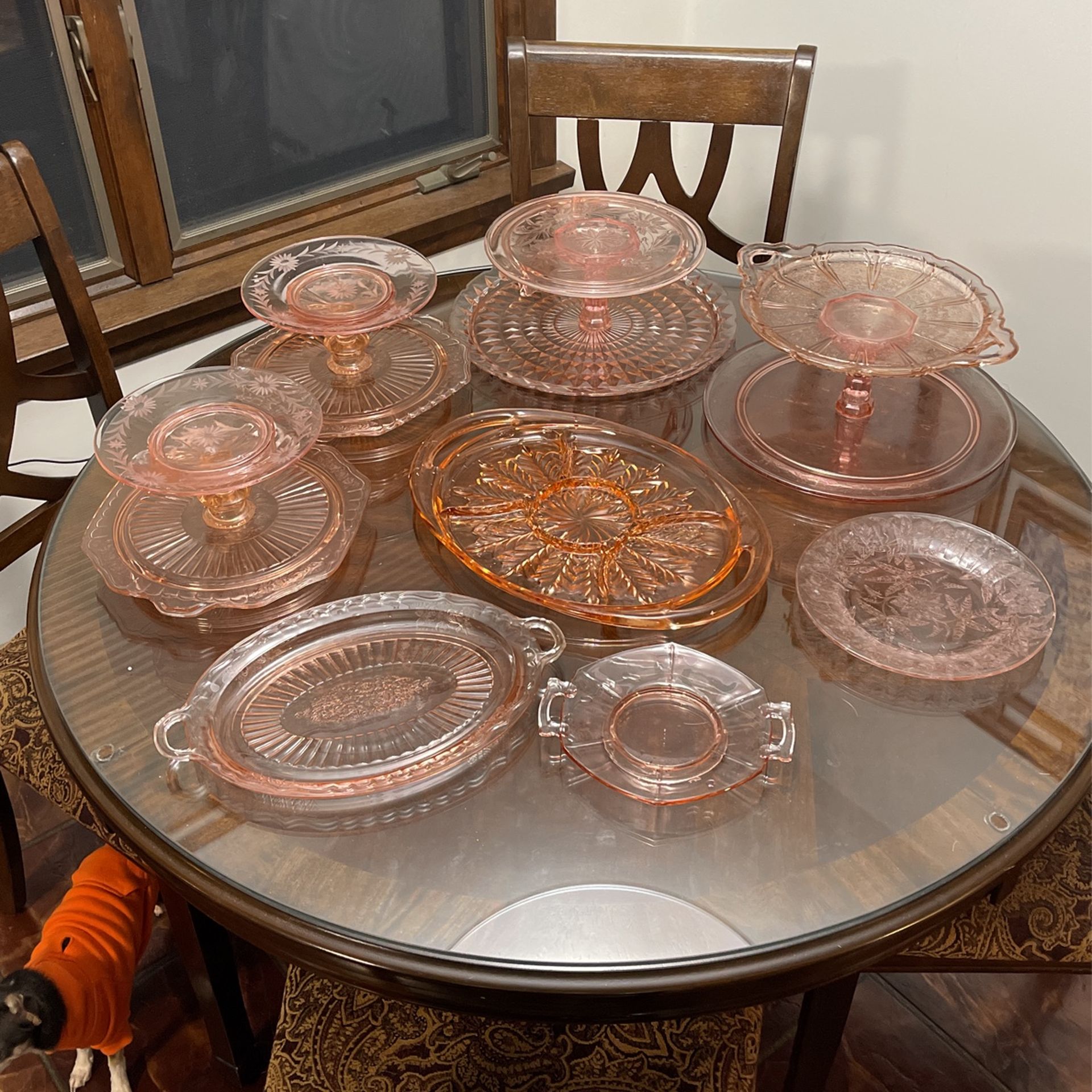Wedding Cookie Trays Pink Depression Glass