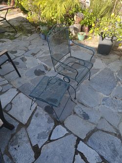 2 Piece Outdoor Metal Chair And Stool Set