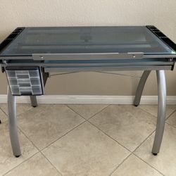 Artist Table Stainless Steel Body Glass Top