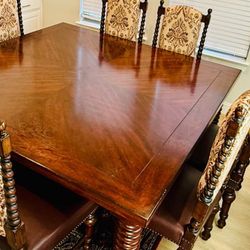 Exquisite Traditional 72" Square Dining Table Set with 8 High-Back Chairs - Premium Hardwood with Ba