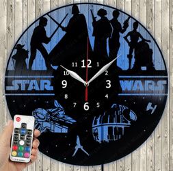 LED Clock Star Wars LED Light Vinyl Record Wall Clock Wall Clock GOLD face NEW IN BOX