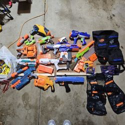 Nerf Gun Lot w/ Nerf Ammo And Gear