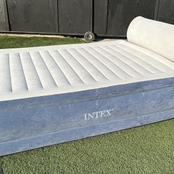 Intex Queen DuraBeam Headboard Air Mattress w/ Internal Pump