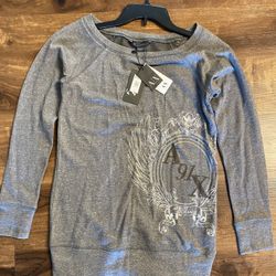 Brand New Womans Armani Exchange brand Gray Sweater Up For Sale  
