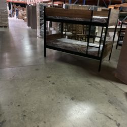 Twin bunk bed. Available in espresso, white, & grey. Bunk bed only-$220. With mattresses-$399. Assembly required. Assembly not included. Tax included.