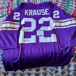 Paul Krause Autographed Jersey Hall Of Fame 98 