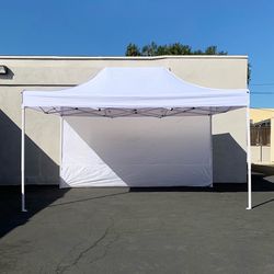 (NEW) $160 Heavy-Duty Canopy 10x15 FT with (1) Sidewall, Ez Popup Outdoor Party Tent (2 colors)