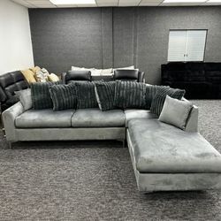 Brand New Luxury Grey L Shape/ Corner Sectional Sofa With Pillows | Pay After Delivery 🚚