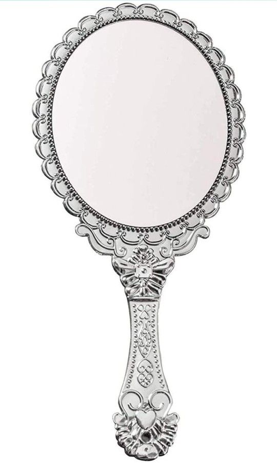 🆕️Handheld Mirror with Handle Vintage Compact for Personal Makeup Vanity Tone Victorian 9.8x4.5in