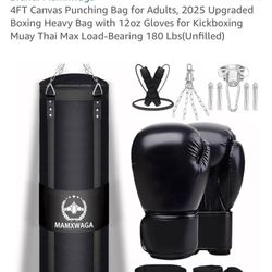 4Ft. Canvas Punching Bag W/ 12oz. Gloves