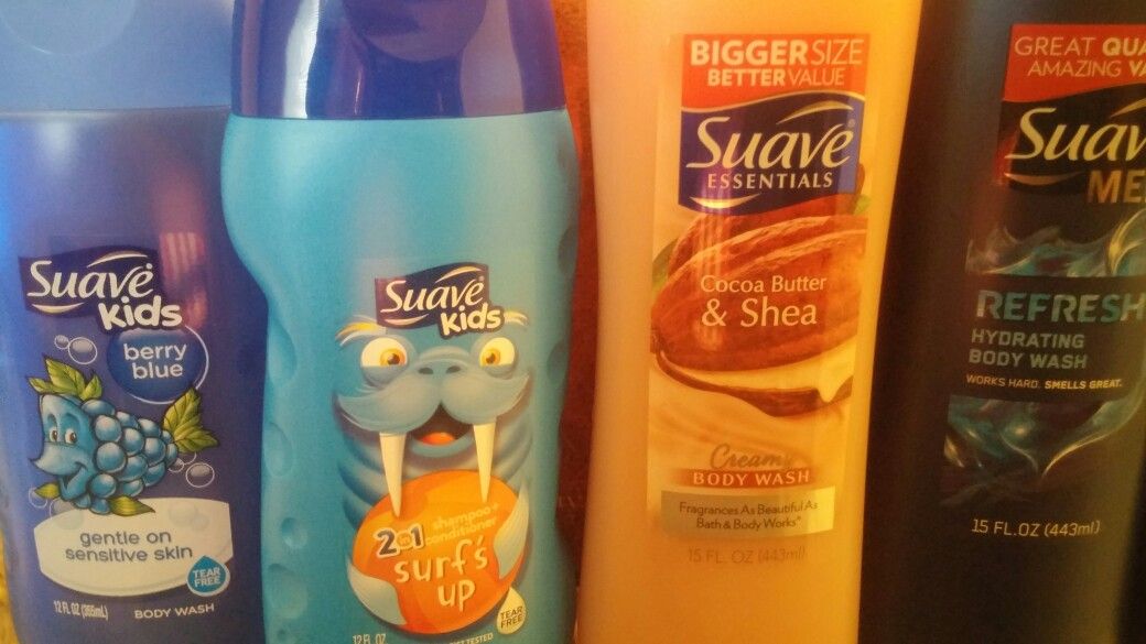 Suave Men, Women, and kids Body wash and Shampoo/Conditioner