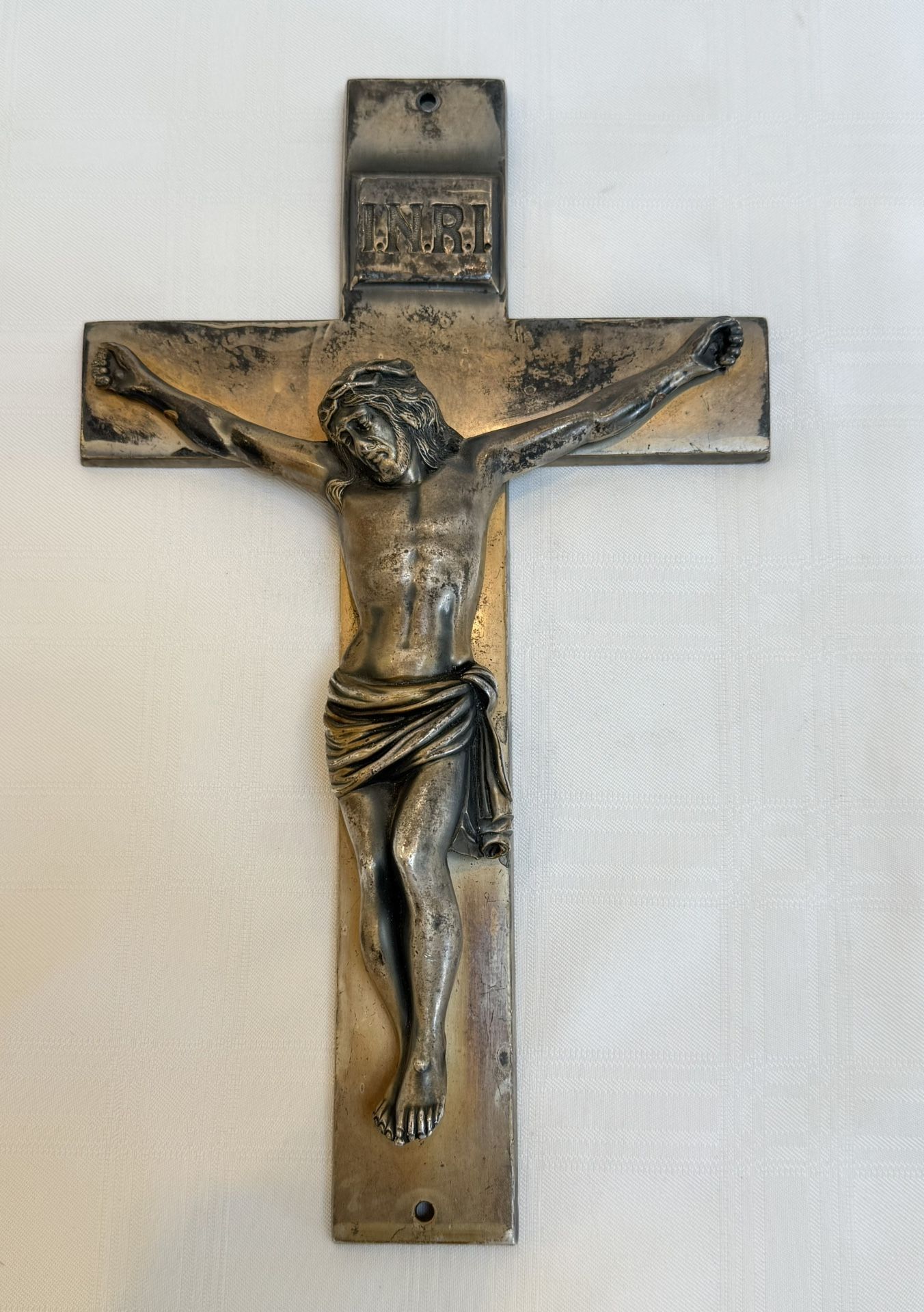 Vintage Heavy Metal Crucifix 12.75”L | Jesus On Cross | Religious Art | Religious Decor