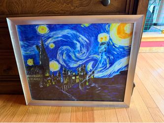 Harry Potter Hogwarts Starry Night Framed Art Print Wall Decor 22” x 18”