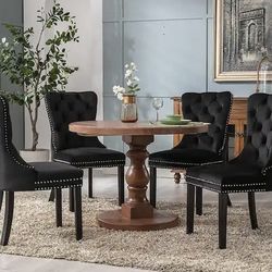*Set Of 4* Black Velvet Upholstered Dining Chairs-multiple Available 