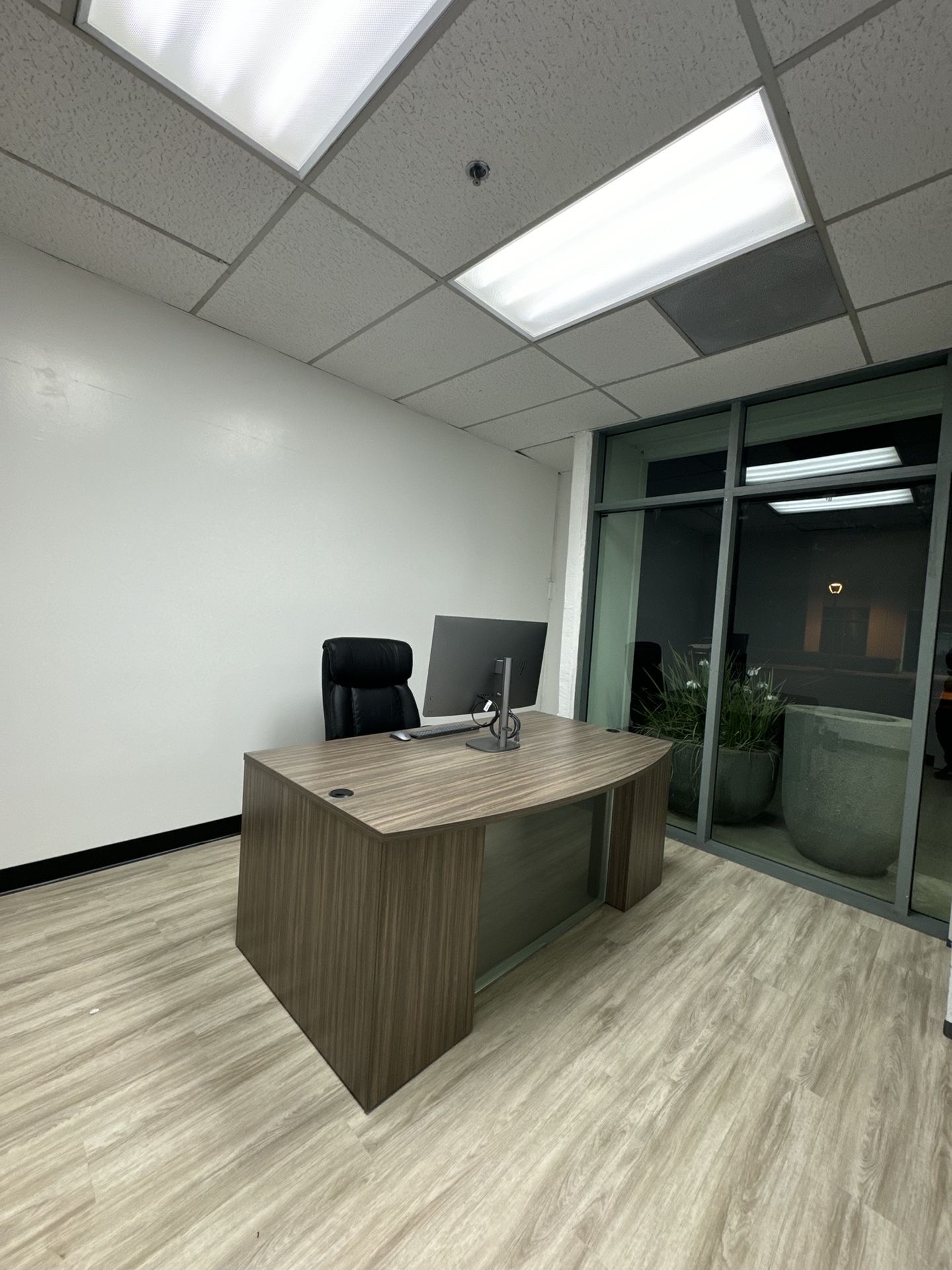 Executive New Desk Walnut With Glass 42”x72”