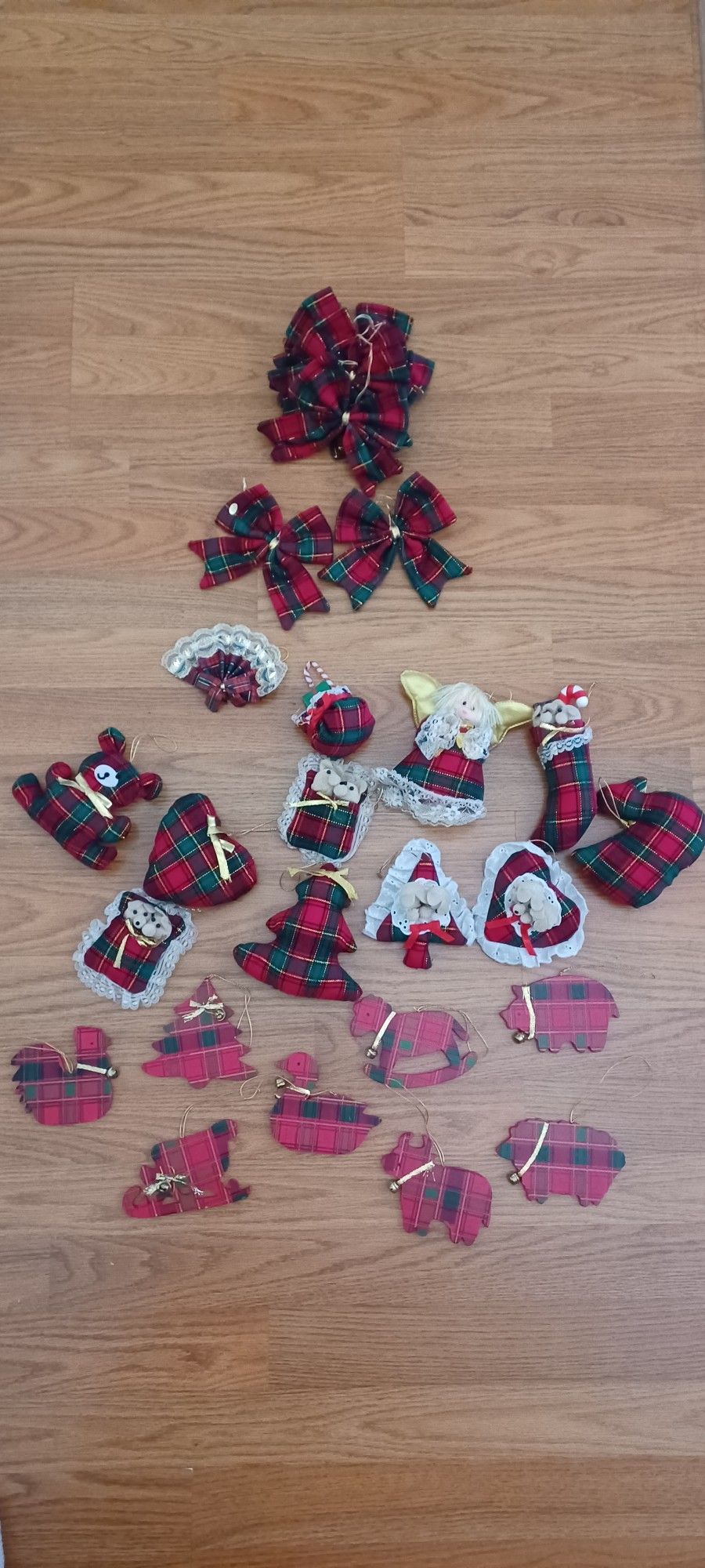 Vintage Cloth Plaid Ornaments