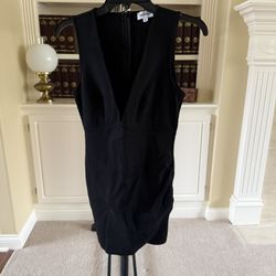 Skye Mini Dress in Black Superdown Plunging V-Neck Line