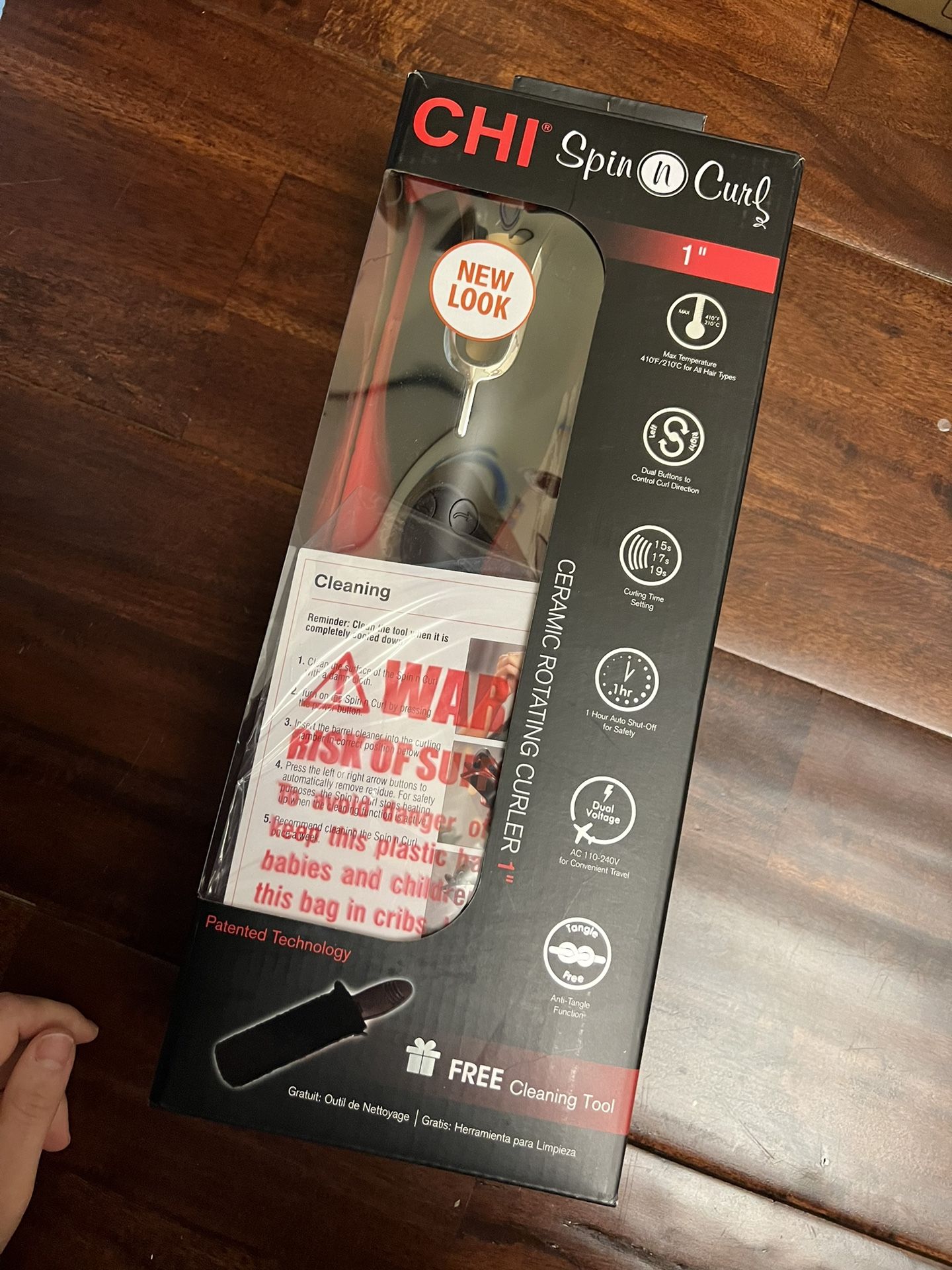 CHI Spin N Curl 1” Ceramic Rotating Barrel Curler Matte Black 1 Hour ShutOff New