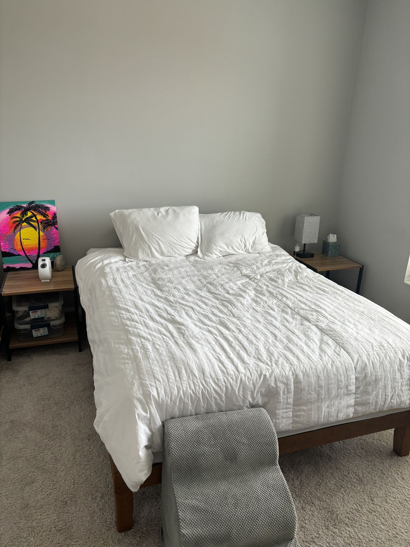 Queen Bed + Wooden Bed Frame