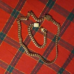 22 MM Cuban Link Chain & Bracelet /gold Filled/