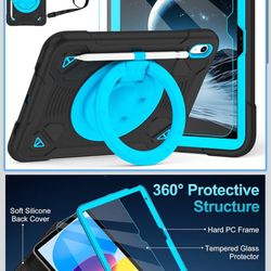 Case for iPad (A16) 11th Generation 11 Inch 2025/10th Generation 10.9 Inch 2022 with Screen Protector 360°Rotating Stand | Shoulder Strap | Pencil Hol