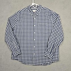 American Eagle Shirt Mens XXL Prep Fit Blue White Pocket Cotton Button Down