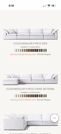 Restoration hardware cloud sofa white