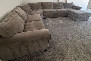 Large comfy gray sectional couch