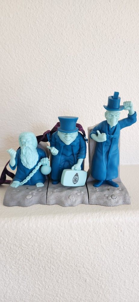Disney Parks Haunted Mansion 50th Anniversary Hitchhiking Ghost Popcorn Bucket Sipper Dessert Tray Set of 3 ~Light Up
